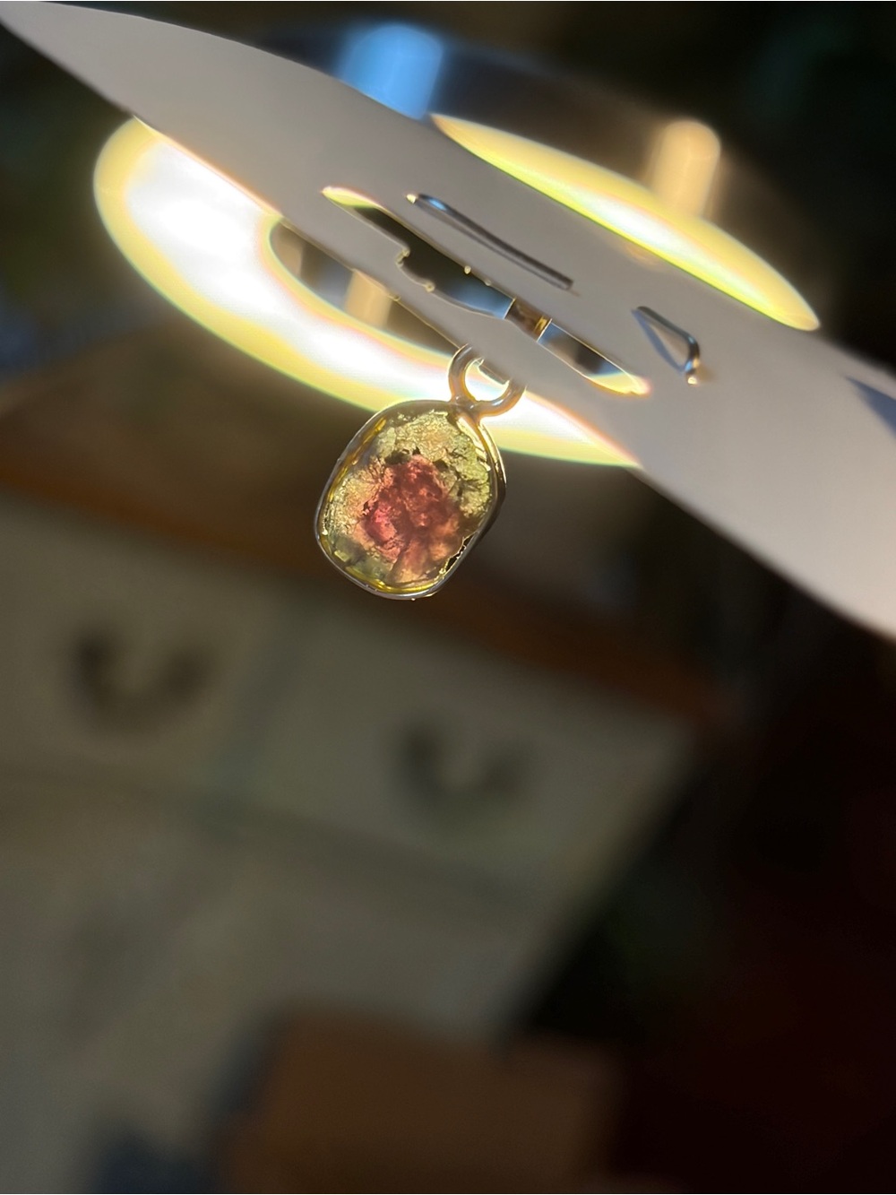 Sterling Silver watermelon tourmaline pendant